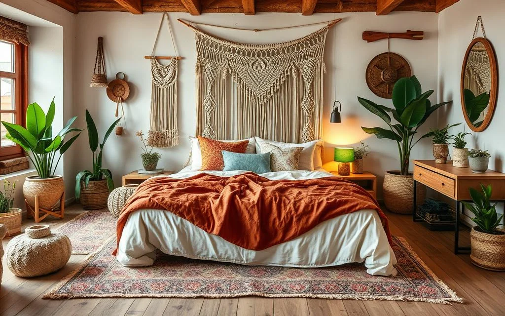 sypialnia boho
