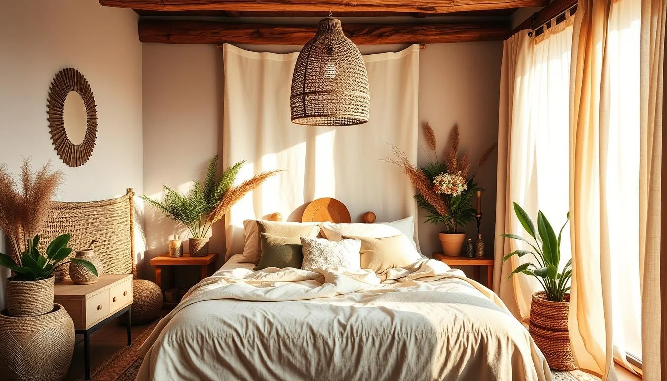 Styl boho sypialnia